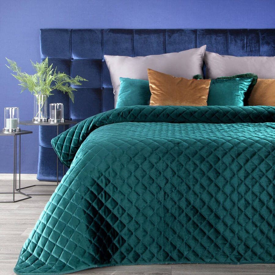 Oneiro s luxe RIA 1 Beddensprei Diep groen 170x210 cm – bedsprei 2 persoons beige – beddengoed – slaapkamer – spreien – dekens – wonen – slapen