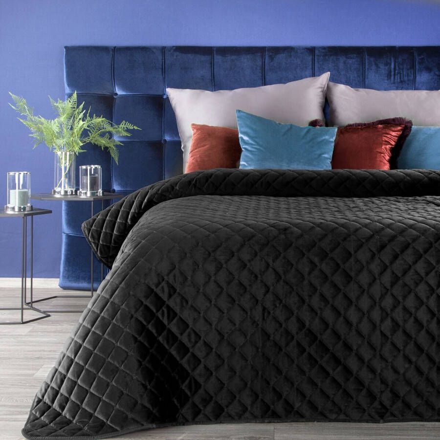 Oneiro s luxe RIA 1 Beddensprei Zwart 170x210 cm – bedsprei 2 persoons beige – beddengoed – slaapkamer – spreien – dekens – wonen – slapen