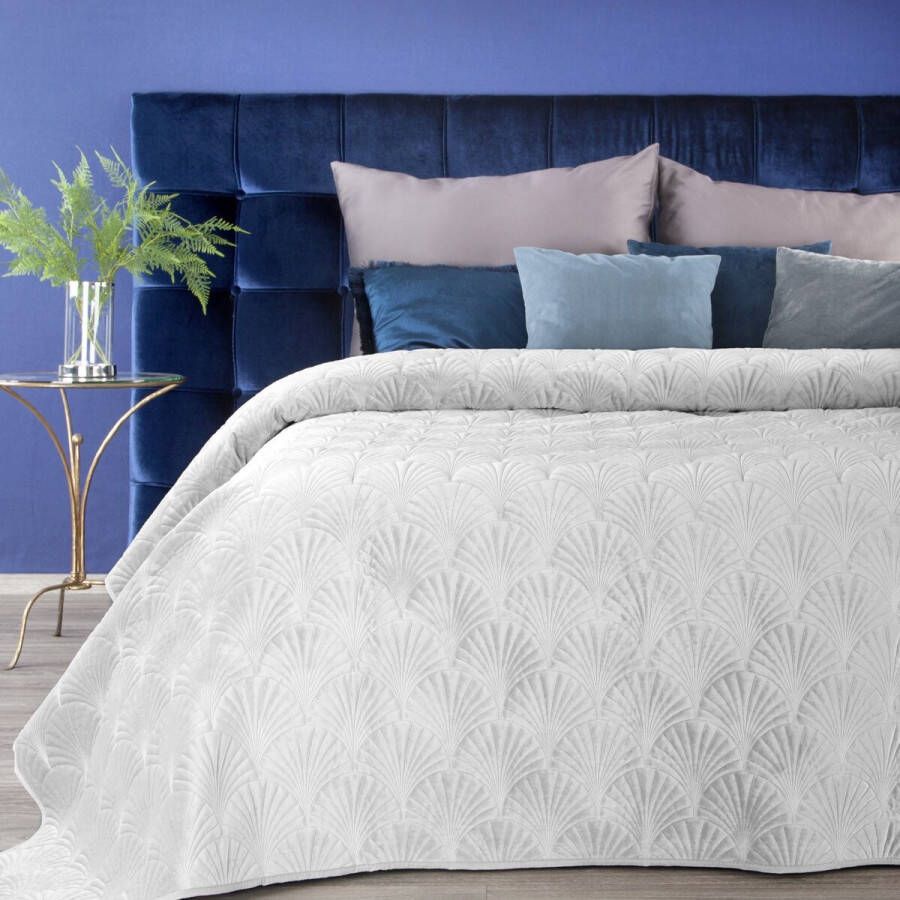 Oneiro s luxe RIA Type 2 Beddensprei Licht grijs 170x210 cm – bedsprei 2 persoons beige – beddengoed – slaapkamer – spreien – dekens – wonen – slapen