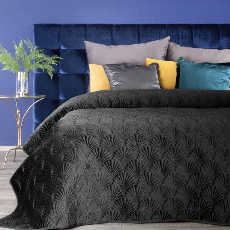 Oneiro s luxe RIA Type 2 Beddensprei Zwart 170x210 cm – bedsprei 2 persoons beige – beddengoed – slaapkamer – spreien – dekens – wonen – slapen