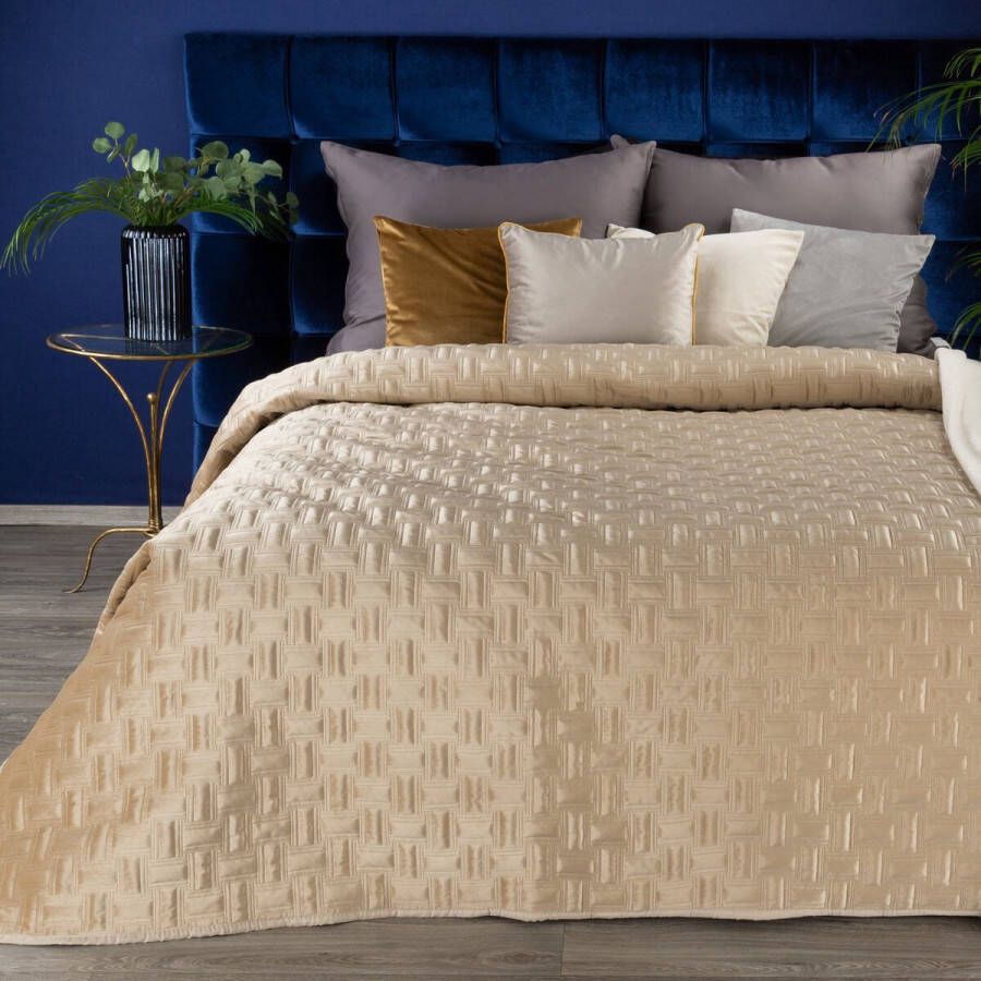 Oneiro s luxe RIA Type 3 Beddensprei Beige 220x240 cm – bedsprei 2 persoons beige – beddengoed – slaapkamer – spreien – dekens – wonen – slapen