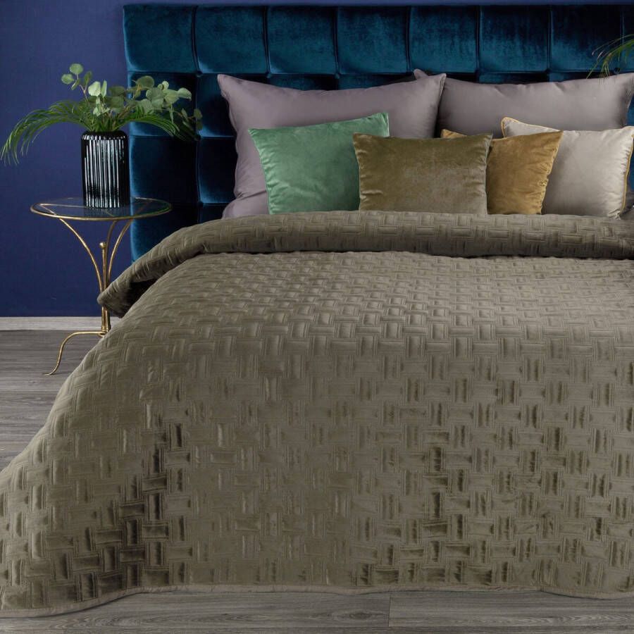 Oneiro s luxe RIA Type 3 Beddensprei Bruin 220x240 cm – bedsprei 2 persoons beige – beddengoed – slaapkamer – spreien – dekens – wonen – slapen