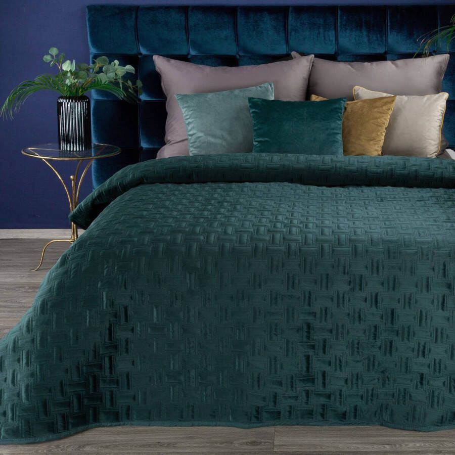 Oneiro s luxe RIA Type 3 Beddensprei Turquoise 170x210 cm – bedsprei 2 persoons beige – beddengoed – slaapkamer – spreien – dekens – wonen – slapen