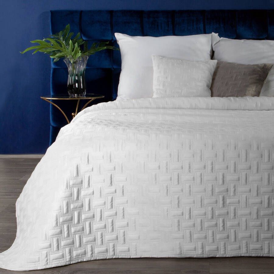 Oneiro s luxe RIA Type 3 Beddensprei Wit 170x210 cm – bedsprei 2 persoons beige – beddengoed – slaapkamer – spreien – dekens – wonen – slapen