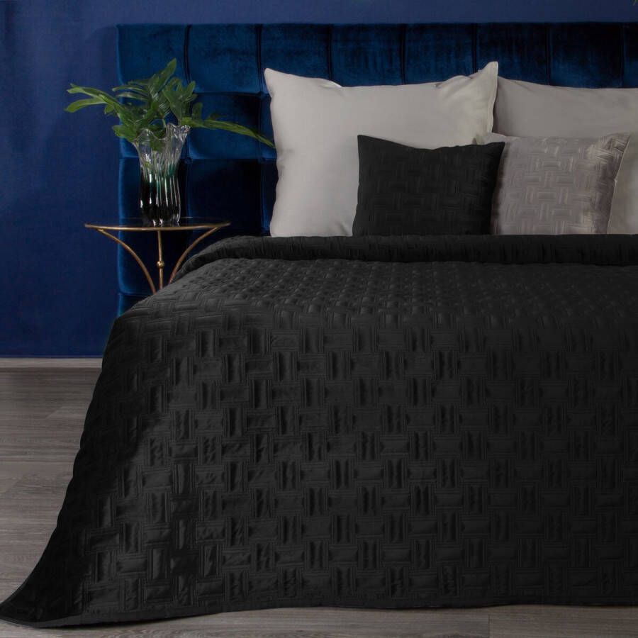 Oneiro s luxe RIA Type 3 Beddensprei Zwart 170x210 cm – bedsprei 2 persoons beige – beddengoed – slaapkamer – spreien – dekens – wonen – slapen