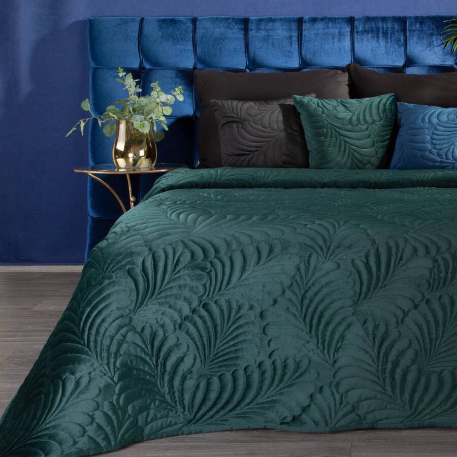Oneiro s luxe RIA Type 4 Beddensprei Turquoise 170x210 cm – bedsprei 2 persoons beige – beddengoed – slaapkamer – spreien – dekens – wonen – slapen