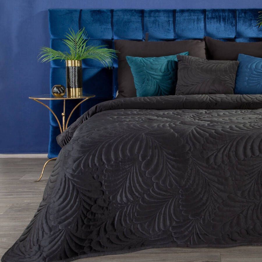 Oneiro s luxe RIA Type 4 Beddensprei Zwart 170x210 cm – bedsprei 2 persoons beige – beddengoed – slaapkamer – spreien – dekens – wonen – slapen