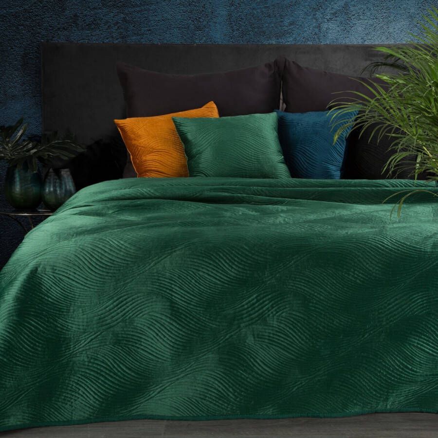 Oneiro s luxe RIA Type 5 Beddensprei Groen 170x210 cm – bedsprei 2 persoons beige – beddengoed – slaapkamer – spreien – dekens – wonen – slapen