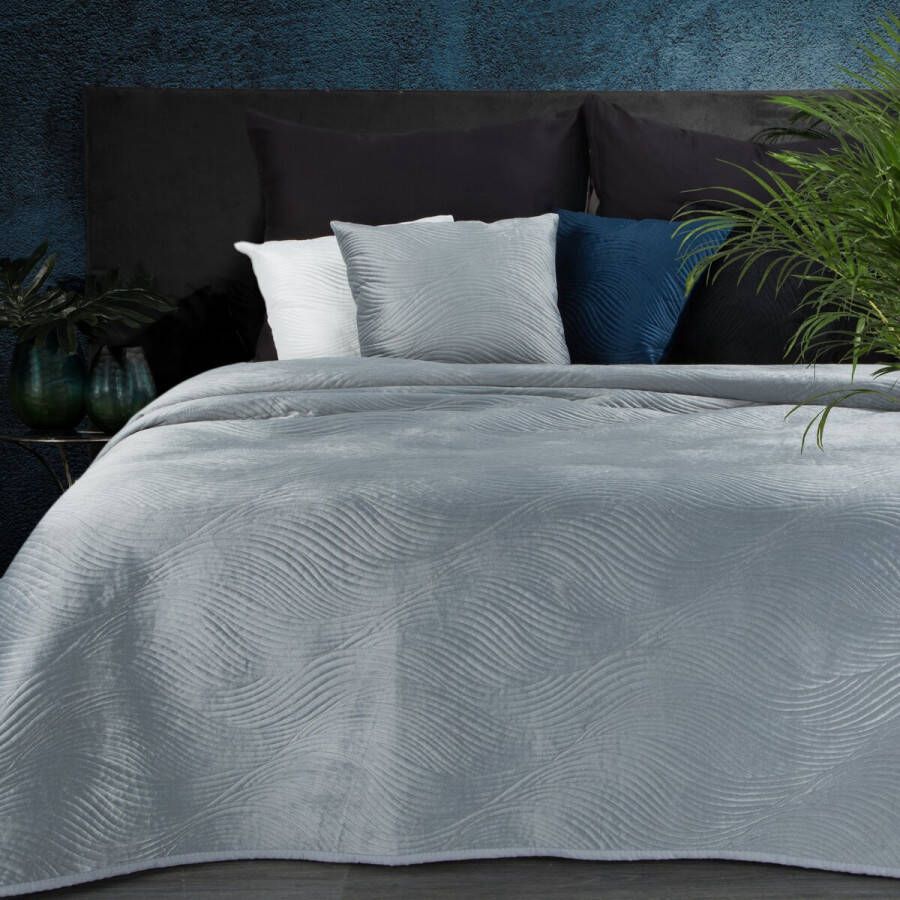 Oneiro s luxe RIA Type 5 Beddensprei Licht grijs 170x210 cm – bedsprei 2 persoons beige – beddengoed – slaapkamer – spreien – dekens – wonen – slapen