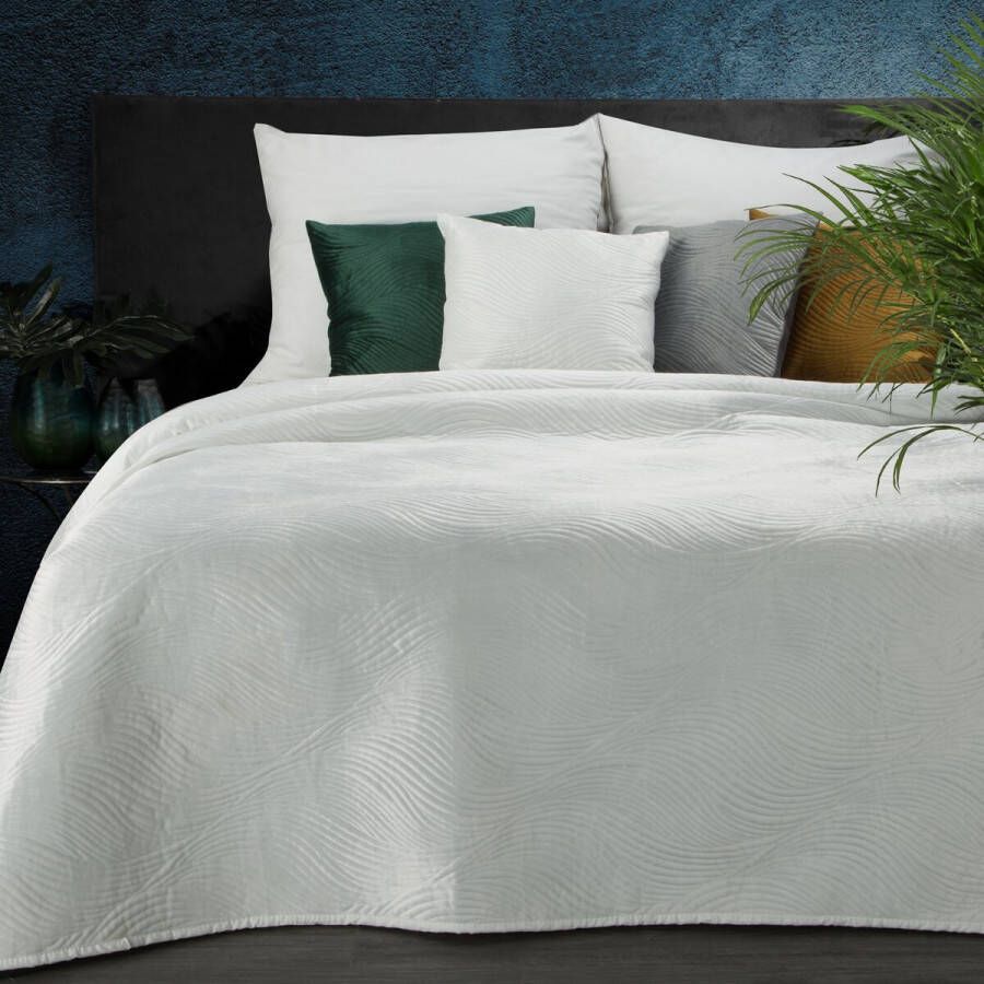 Oneiro s luxe RIA Type 5 Beddensprei Wit 170x210 cm – bedsprei 2 persoons beige – beddengoed – slaapkamer – spreien – dekens – wonen – slapen