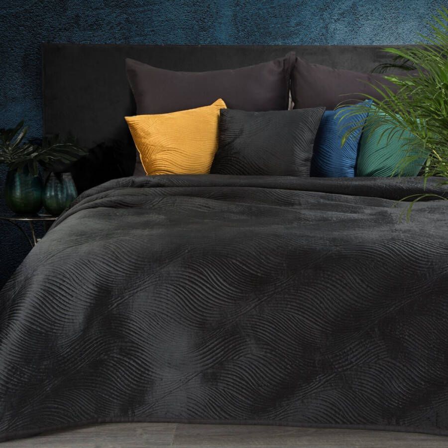 Oneiro s luxe RIA Type 5 Beddensprei Zwart 170x210 cm – bedsprei 2 persoons beige – beddengoed – slaapkamer – spreien – dekens – wonen – slapen