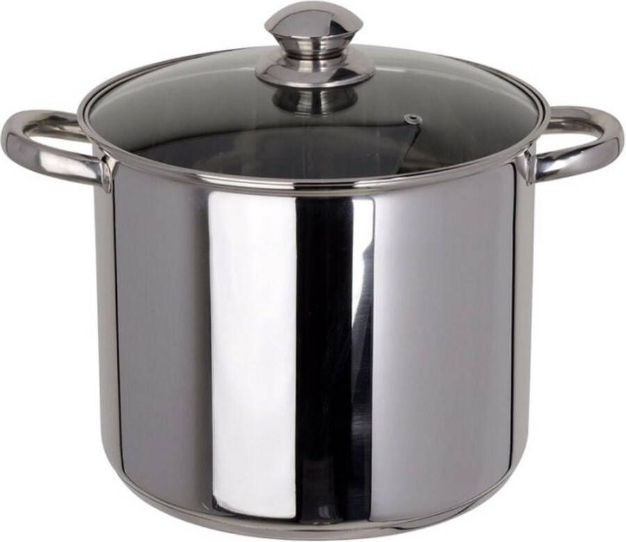 Oneiro s Luxe RVS Soeppan met deksel 9 liter – ø24 x H 20 cm – koken – tafelen – keuken – koekenpan – inductie – gas – potten – pannen