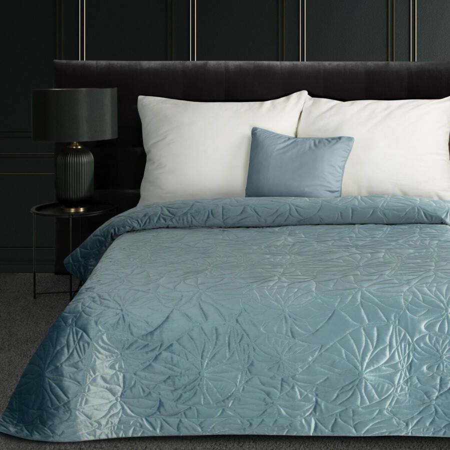 Oneiro s luxe SALVIA Type 1 Beddensprei Blauw 220x240 cm – bedsprei 2 persoons beige – beddengoed – slaapkamer – spreien – dekens – wonen – slapen