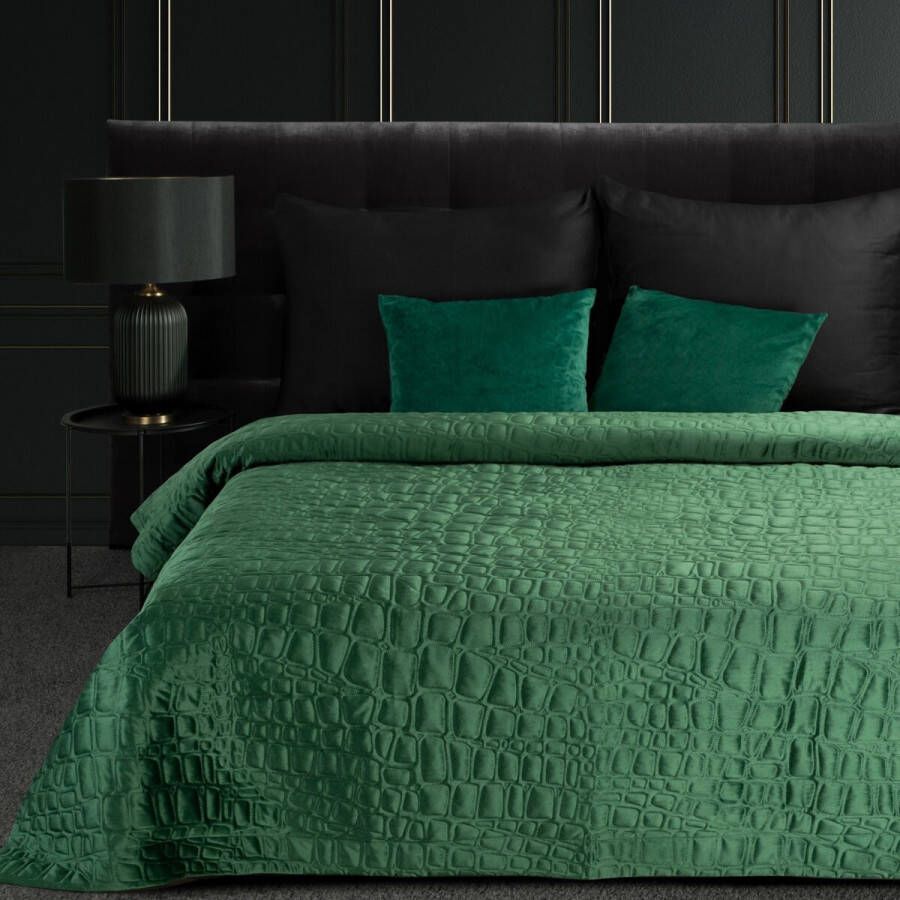 Oneiro s luxe SALVIA Type 7 Beddensprei Groen 220x240 cm – bedsprei 2 persoons beige – beddengoed – slaapkamer – spreien – dekens – wonen – slapen