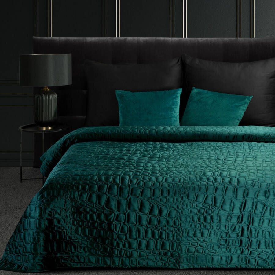 Oneiro s luxe SALVIA Type 7 Beddensprei Turquoise 220x240 cm – bedsprei 2 persoons beige – beddengoed – slaapkamer – spreien – dekens – wonen – slapen