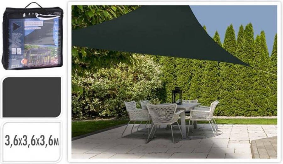 Oneiro s Luxe Schaduwdoek driehoek 360x360x360 donkergrijs – zomer – tuin – wonen – tuininrichting – schaduwdoeken – zonwering schaduwdoek