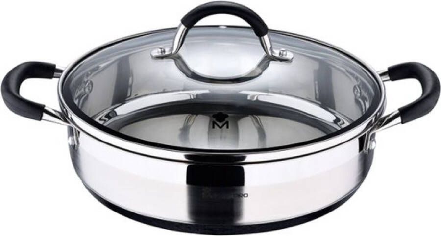 Oneiro s Luxe Serveerpan met Deksel 3.8L – ø28 x H 7 cm – koken – tafelen – keuken – hapjespan – inductie – gas – potten – pannen