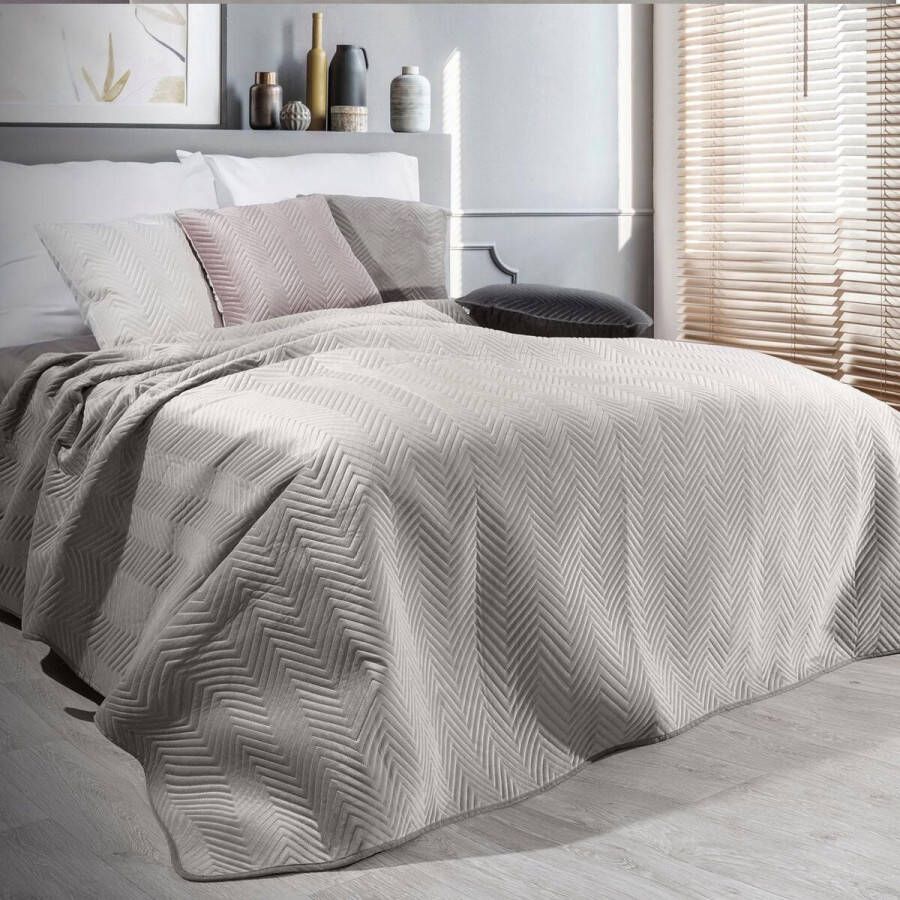 Oneiro s luxe SOFIA Beddensprei Beige 200x220 cm – bedsprei 2 persoons beige – beddengoed – slaapkamer – spreien – dekens – wonen – slapen
