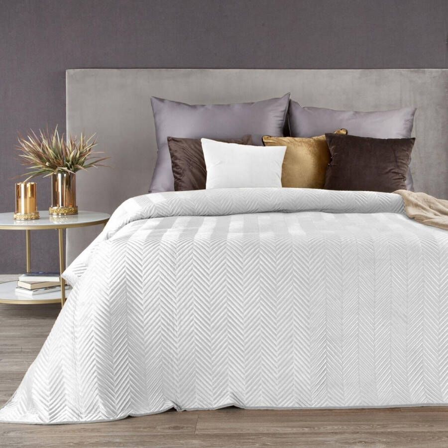 Oneiro s luxe SOFIA Beddensprei Wit 200x220 cm – bedsprei 2 persoons– beddengoed – slaapkamer – spreien – dekens – wonen – slapen