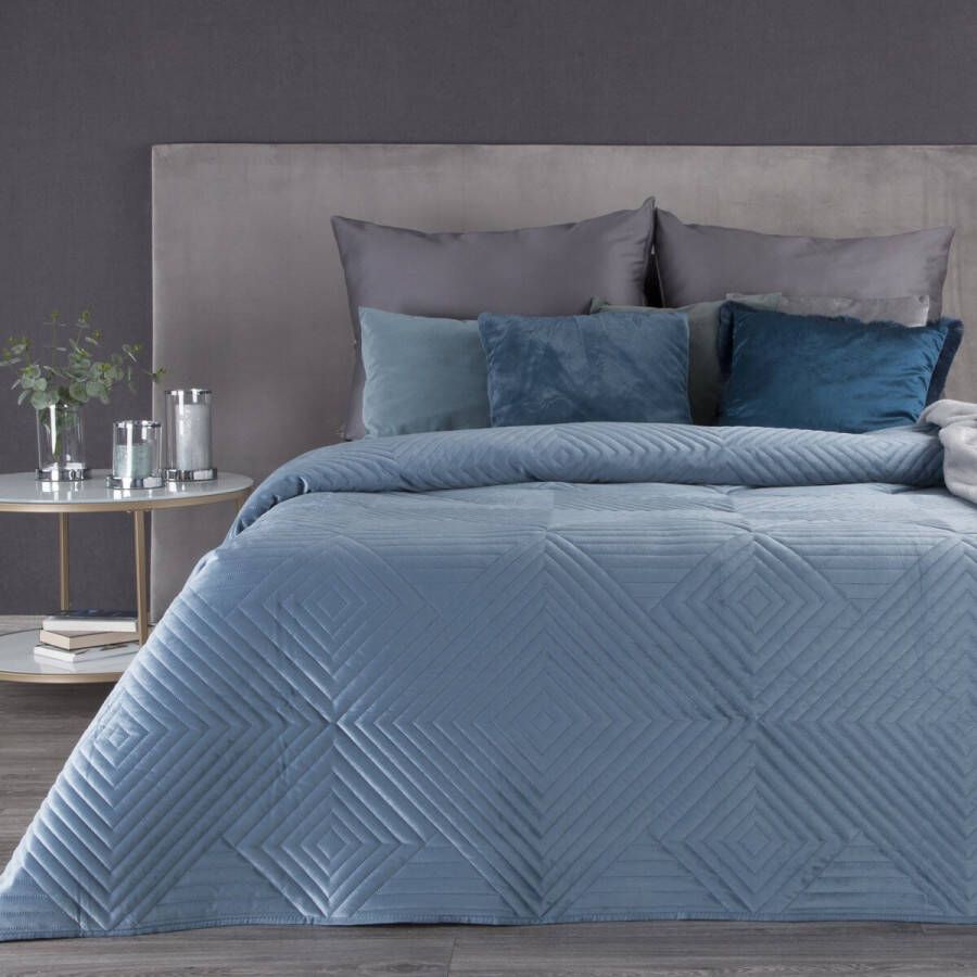 Oneiro s luxe SOFIA type 2 Beddensprei Blauw 220x240 cm – bedsprei 2 persoons blauw – beddengoed – slaapkamer – spreien – dekens – wonen – slapen