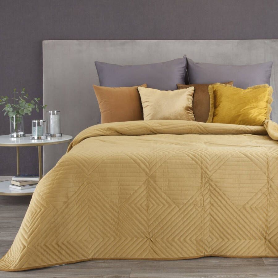 Oneiro s luxe SOFIA type 2 Beddensprei Goud 170x210 cm – bedsprei 2 persoons goud – beddengoed – slaapkamer – spreien – dekens – wonen – slapen
