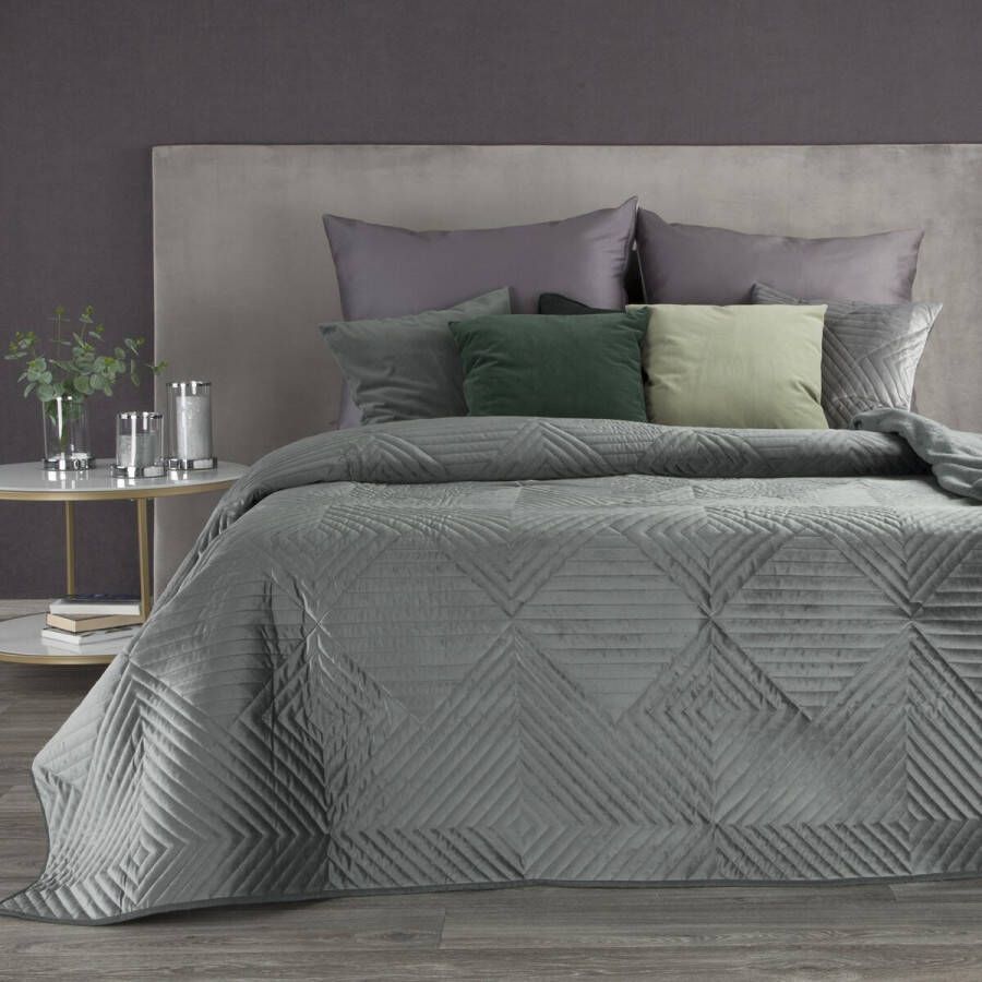 Oneiro s luxe SOFIA type 2 Beddensprei Zilver 220x240 cm – bedsprei 2 persoons zilver – beddengoed – slaapkamer – spreien – dekens – wonen – slapen
