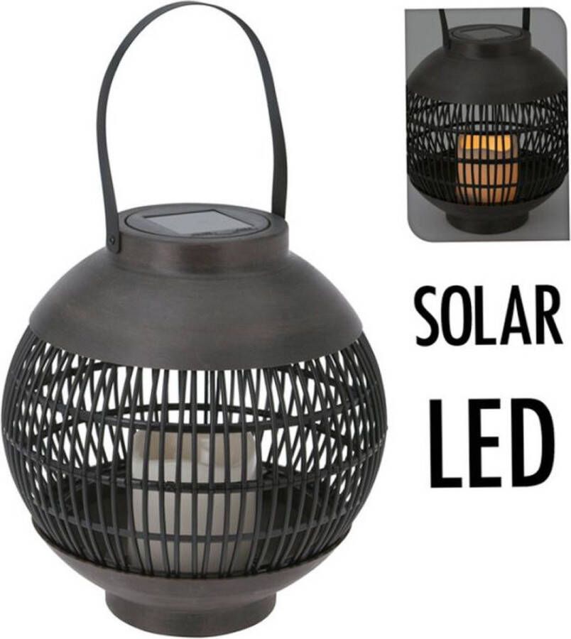 Oneiro s Luxe Solar lantaarn LED 23 cm basket ⌀22x23 cm Tuinverlichting Lichtsnoer voor buiten zwart prikspot zonne-energie – LED – zomer – tuinverlichting – solarlamp