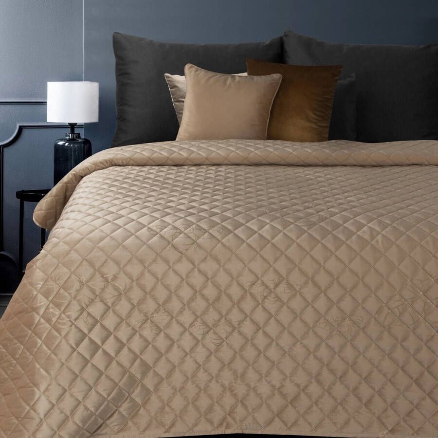 Oneiro s luxe STELA Type 1 Beddensprei Beige 170x210 cm – bedsprei 2 persoons beige – beddengoed – slaapkamer – spreien – dekens – wonen – slapen