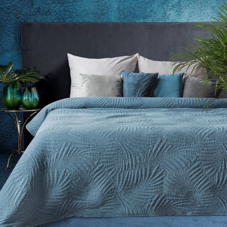 Oneiro s luxe STONE Type 1 Beddensprei licht blauw 220x240 cm – bedsprei 2 persoons – beddengoed – slaapkamer – spreien – dekens – wonen – slapen