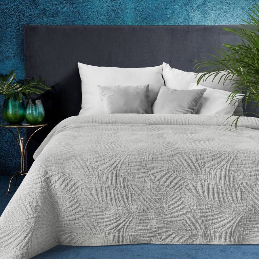 Oneiro s luxe STONE Type 1 Beddensprei licht grijs 220x240 cm – bedsprei 2 persoons – beddengoed – slaapkamer – spreien – dekens – wonen – slapen