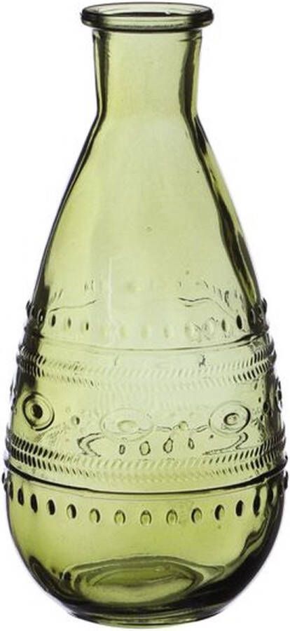 Oneiro s Luxe Vaas BOTTLE Groen Transparant – D7.5 H15.8 cm – binnen – buiten – luxe – accessoires – tuin – decoratie – bloemen – voor binnen – keramiek