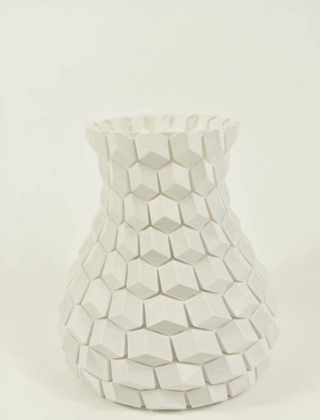 Oneiro s Luxe Vaas Honingraatvaas wit 3d geprint D20 H22cm– binnen – buiten – luxe – accessoires – tuin – decoratie – bloemen – voor binnen – keramiek