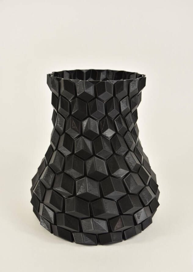 Oneiro s Luxe Vaas Honingraatvaas zwart 3d geprint D20 H22cm – binnen – buiten – luxe – accessoires – tuin – decoratie – bloemen – voor binnen – keramiek