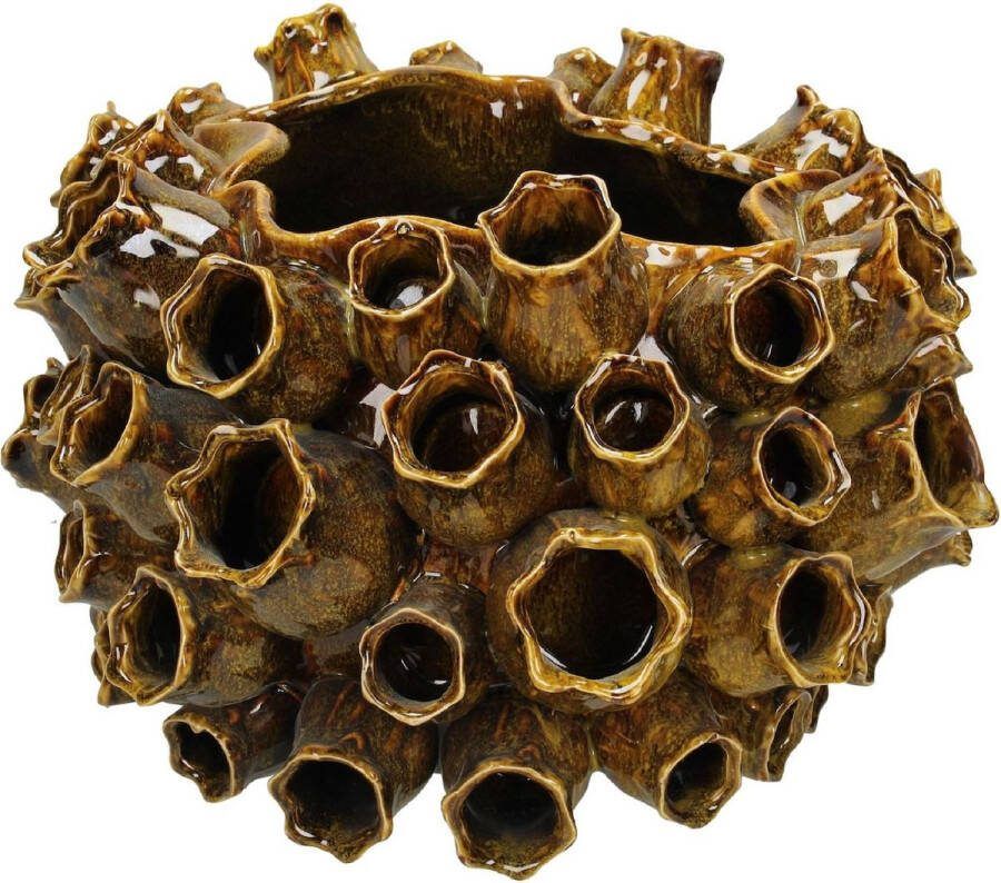 Oneiro s Luxe Vaas PLANTER Geel – ø 36x34.5x23 cm – binnen – buiten – luxe – accessoires – tuin – decoratie – bloemen – voor binnen – keramiek