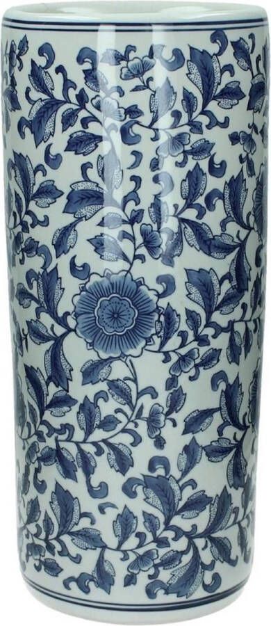 Oneiro s Luxe Vaas SEDA Blauw Wit – ø 19X19X45 cm – binnen – buiten – luxe – accessoires – tuin – decoratie – bloemen – voor binnen – keramiek