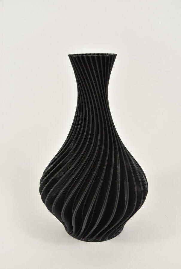 Oneiro s Luxe Vaas Spiraalvaas BLACK ø14xH22cm – 3D geprint binnen – buiten – luxe – accessoires – tuin – decoratie – bloemen – voor binnen – keramiek