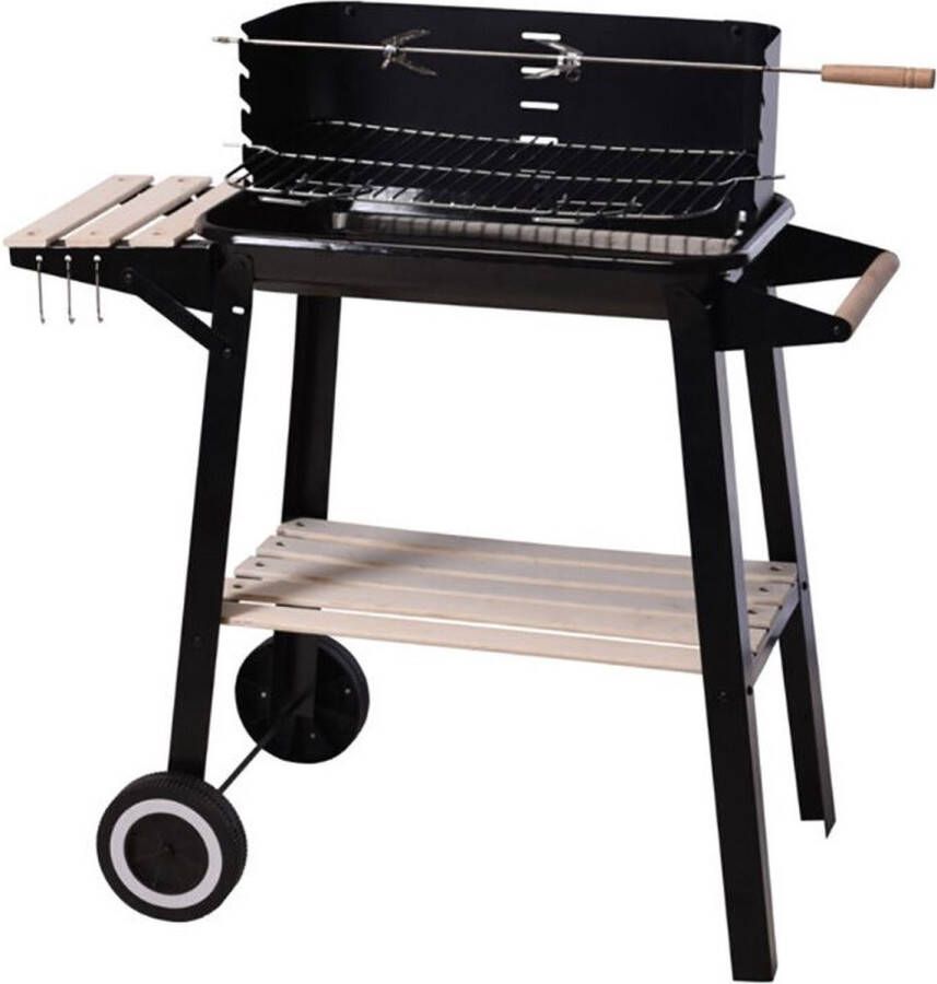 Oneiro s Luxe Verrijdbare Barbecue met zijtafel L83 x B46 x H87 cm zomer grillen tuin koken – tafelen