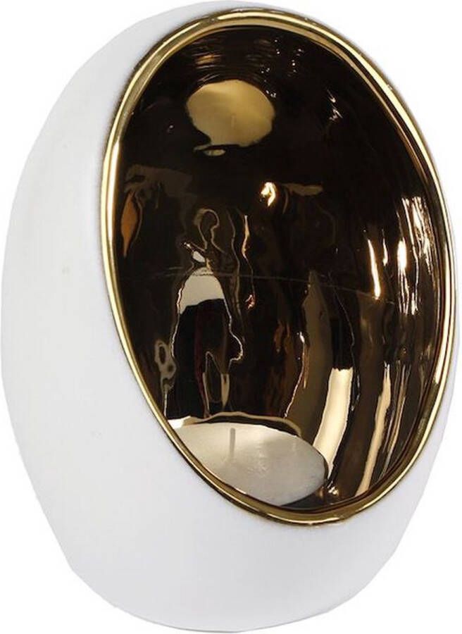 Oneiro s Luxe Waxinelichthouder PIM S Goud Wit 9 5x9 5x12 5 cm kaarsenhouders kaarsenhouder waxinehouder decoratie – woonaccessoires – theelichthouder – zwart – goud – zilver