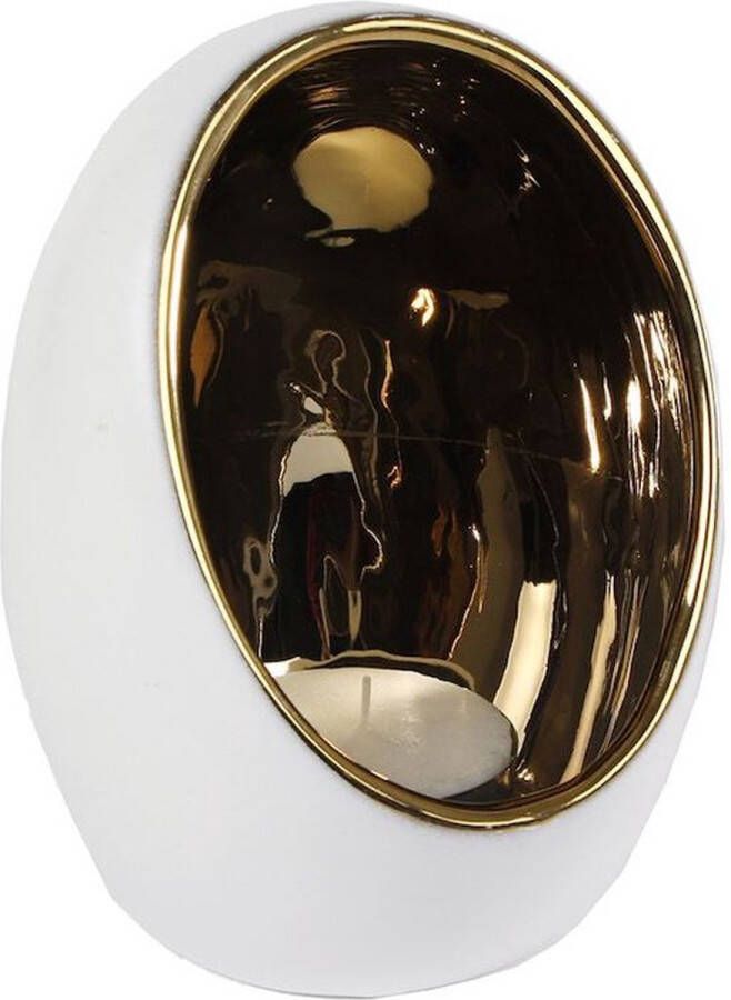 Oneiro s Luxe Waxinelichthouder PIT L Goud Wit 11 5x11 5x15 cm kaarsenhouders kaarsenhouder waxinehouder decoratie – woonaccessoires – theelichthouder – zwart – goud – zilver