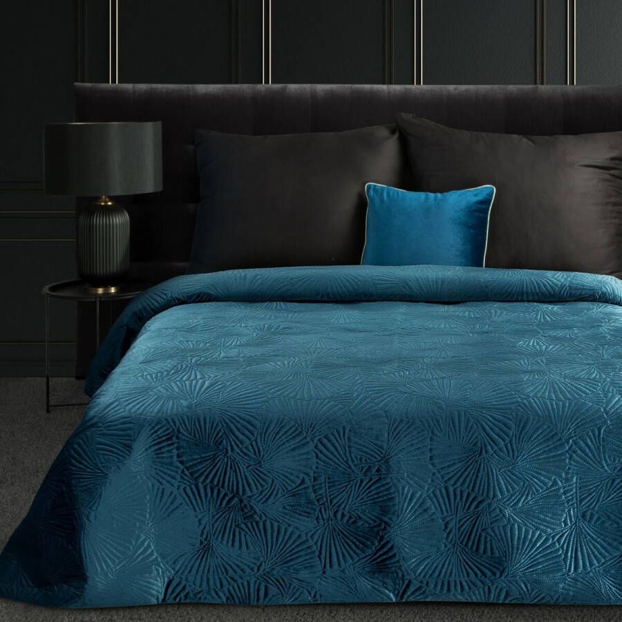 Oneiro s luxeLILI Type 4 Beddensprei Blauw 280x260 cm – bedsprei 2 persoons beige – beddengoed – slaapkamer – spreien – dekens – wonen – slapen