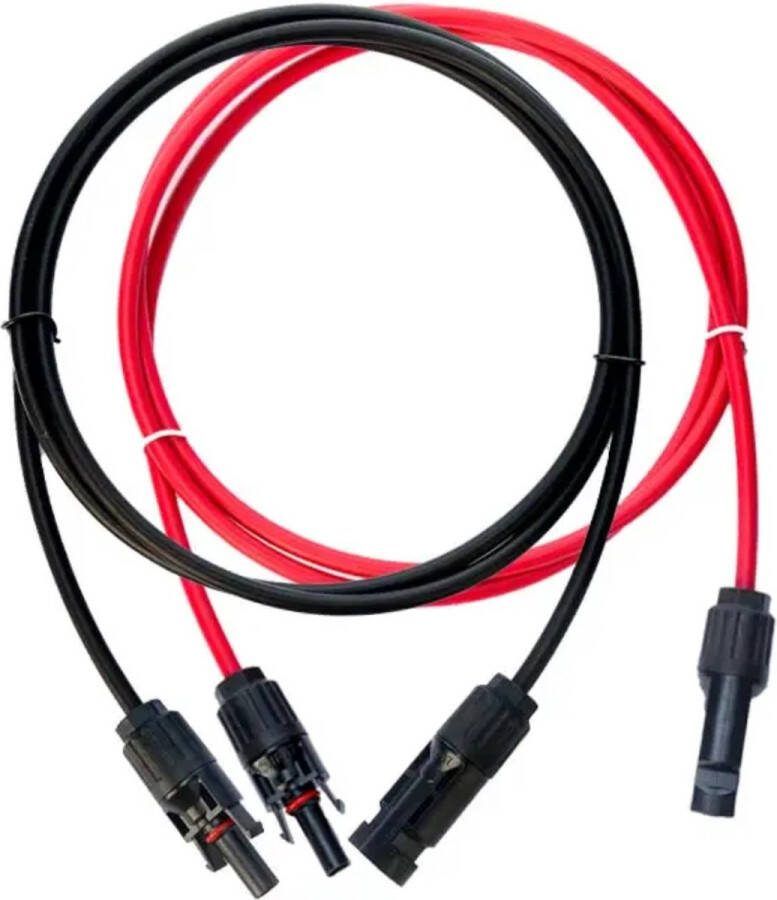 Oneproduct One MC4 Solar kabels (2 stuks) 2 meter zonnepaneel aansluitkabels Solar verlengkabel rood zwart 4mm2 kabel Tuv gekeurd