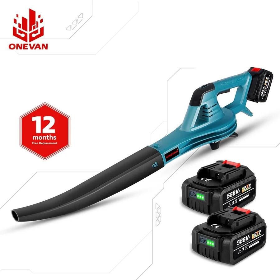 ONEVAN Bladblazer Electrisch Bladblazer Met Accu 4500W 46000Rpm 6 standen 22.900Mah Batterij incl. 2 x Batterij Turbo Blower