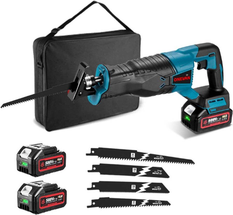 ONEVAN Reciprozaag (Inclusief 2x Accu) Reciprozaag Met Accu Takkenzaag Snoeizaag Zaagmachines Snoeizaag Accu Takkenzaag Elektrisch Takkenzaag Accu