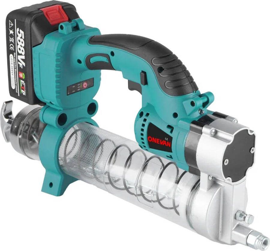 ONEVAN ShopEighty8 Vetspuit Electrische Vetspuit Vetpistool Olie Injector 69 MPA 10.000 PSI Compleet incl. Lamp 2 Batterijen Slanglengte 50 CM 960W