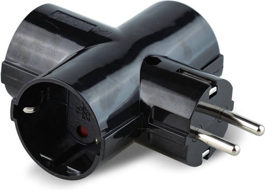 Onlex STEKKER 3 WEG MODEL ZWART 10 16 A 3 STOPCONTACTEN GEKEURD STEKKER ADAPTER VERDEELSTEKKER