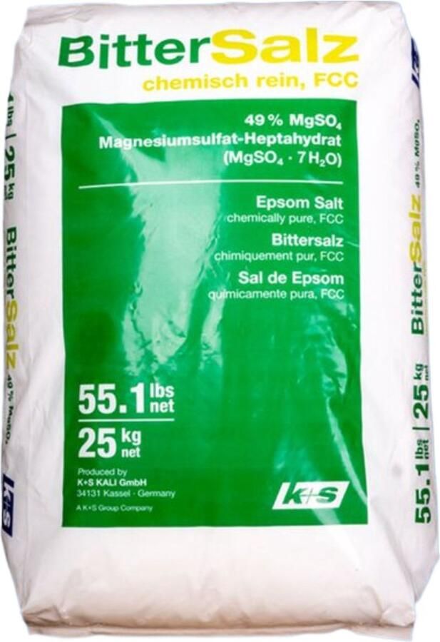 Online chemicaliën Magnesiumsulfaat poeder – Epsom Zout – Epsom Salt – Bitterzout Badzout – 25 Kilogram per verpakking Foodgrade kwaliteit