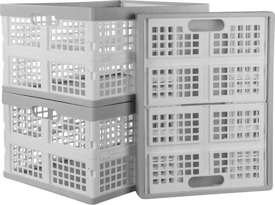 Online Europe Witte Vouwkratten 3 Stuks 44x33.5x23 Wasmand boodschappen krat opbergkrat Draagvermogen 25kg
