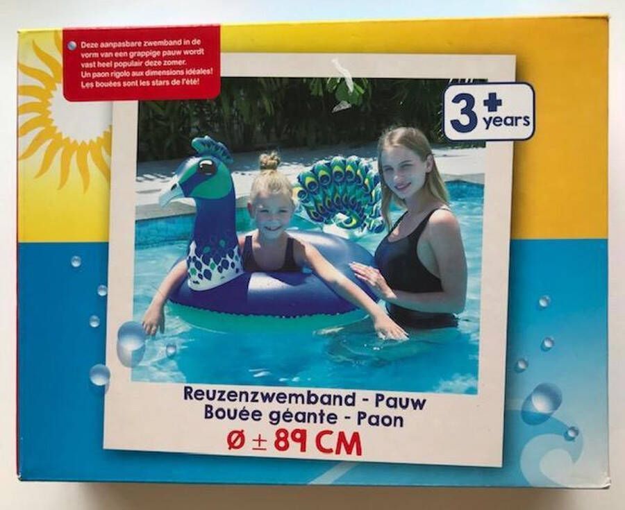 Ons Sjoppie Reuzenzwemband Pauw 89cm Zwembad Zomer opblaasbaar zwembadspeelgoed