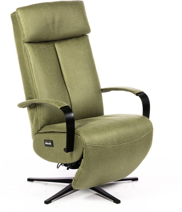 Onstein Meubelen Genua Relaxfauteuil Elektrisch Verstelbaar met Accu Optimaal Zitcomfort Nosagvering voor extra Ontspanning Relax Fauteuil Relaxstoel met Armleuning Moss