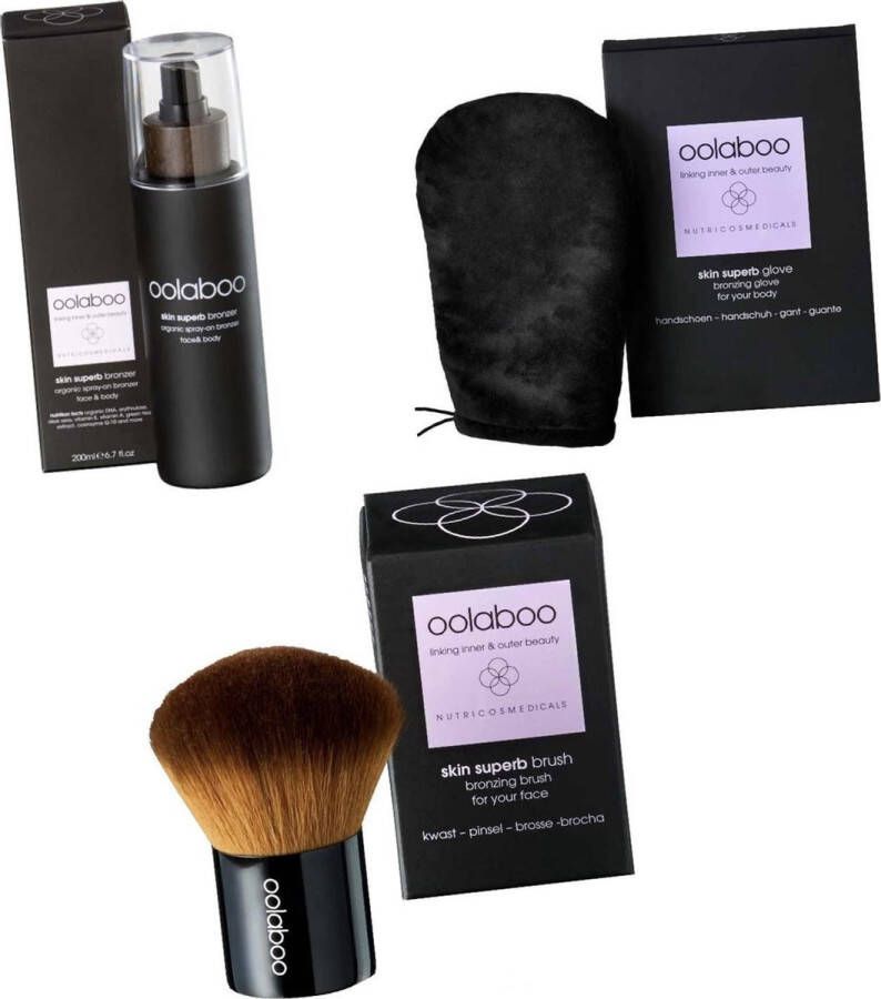 Oolaboo Essy's schoonheid oolaboo skin superb organic spray on bronzer Brush en glove VEGAN !!!